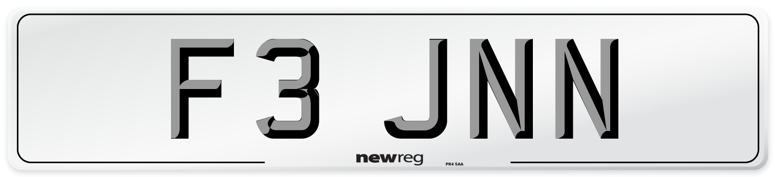 F3 JNN Number Plate from New Reg